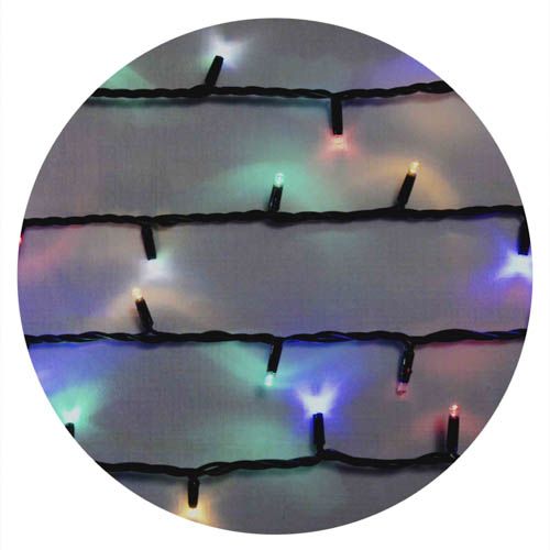 Гірлянда зовнішня STRING 200LED 20м блимаюча RGB чорна IP44 Delux