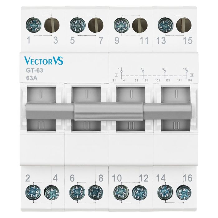 Модульний перемикач навантаження Vector VS GENESIS 4P 63 А (1-0-2)