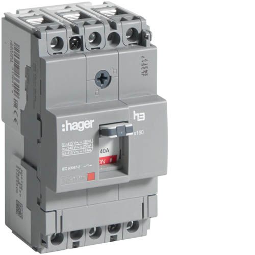 Автоматичний вимикач Hager x160: In=40А, 18kA, 3п
