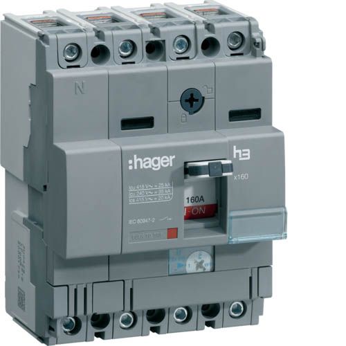 Автоматичний вимикач Hager x160: In=160А, 25kA, 4п