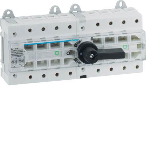 Перемикач модульний трьохпозиційний I-0-II, 4п 100А, Hager