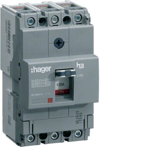 Автоматичний вимикач Hager x160: In=100А, 40kA, 3п