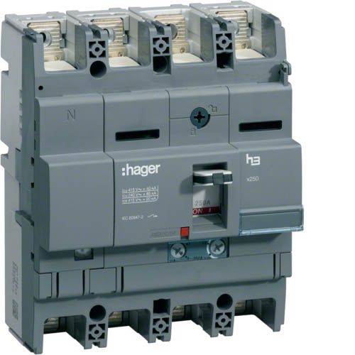 Автоматичний вимикач Hager x250: In=200А, 40kA, 4п