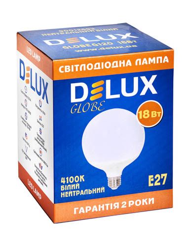Лампа Globe G120 18w 4100K Е27 білий, DeLux