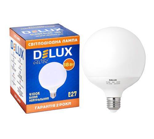Лампа Globe G120 18w 4100K Е27 білий, DeLux