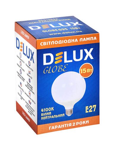 Лампа Globe G95 15w 4100K Е27 білий, DeLux