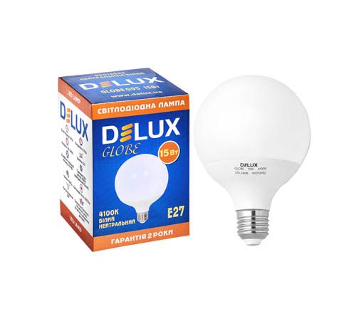 Лампа Globe G95 15w 4100K Е27 білий, DeLux