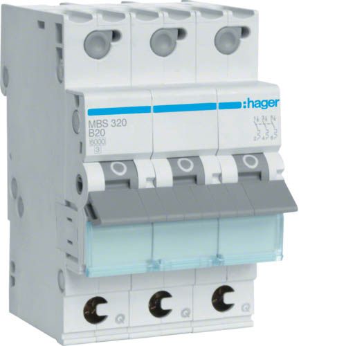 Автоматичний вимикач Hager QC 6kA 3P B 6kA (MBS320)