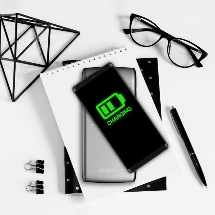 Зовнішній акумулятор PLATINET Powerbank 10QIBP 10000mAh з бездротовою зарядкою Qi, сірий (PMPB10QIB)