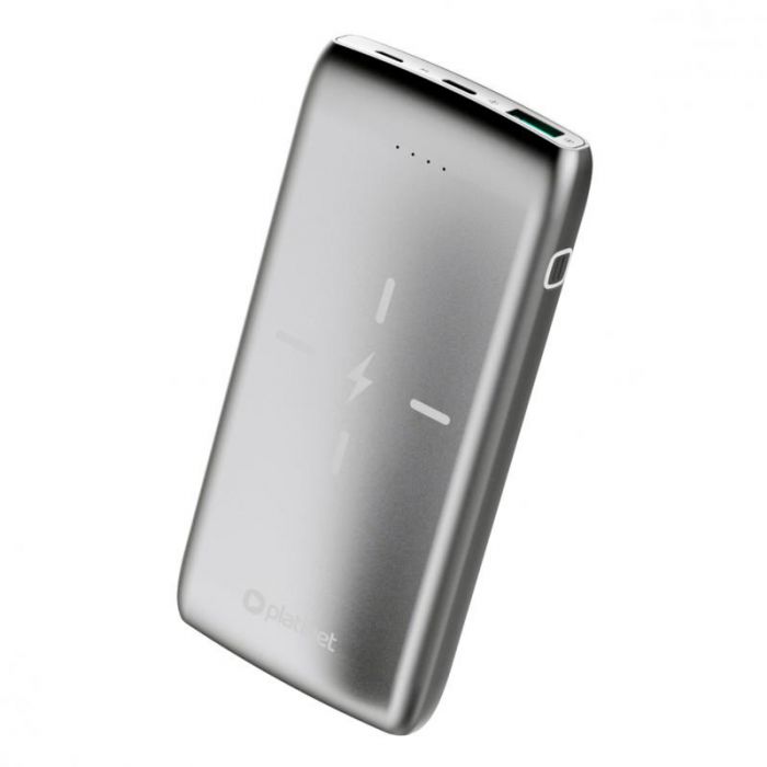 Зовнішній акумулятор PLATINET Powerbank 10QIBP 10000mAh з бездротовою зарядкою Qi, сірий (PMPB10QIB)