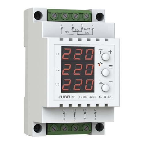 Реле напруги 3F трифазний 5А, ZUBR