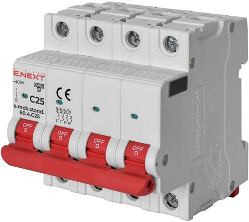 Автоматичний вимикач E.Next e.mcb.stand.60.4.C25 25А 4P C 6кА (s002149)