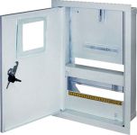 Корпус e.mbox.stand.w.f1.12.z металевий, під 1-ф лічильник, 12 мод., що вбудовується, з замком