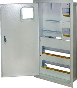 Корпус e.mbox.stand.w.f3.36.z металевий, під 3-ф. лічильник, 36 мод., що вбудовується, з замком