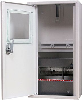 Корпус e.mbox.stand.n.f1.08.z.е металевий, під 1-ф. електронний лічильник, 8 мод., навісний, з замком.