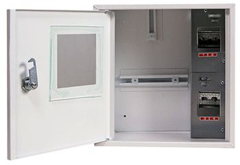 Корпус e.mbox.stand.n.f1.04.z.e металевий, під 1-ф. електронний лічильник, 4 мод., навісний, з замком