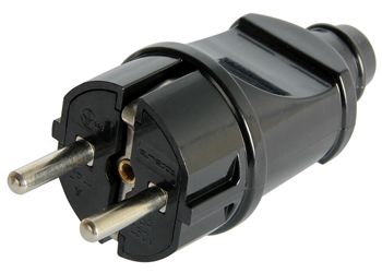 Вилка побутова e.plug.straight.004.16,з з/к, 16А пряма чорна, E.NEXT
