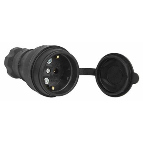 Розетка переносна с захистною кришкою каучукова e.socket.rubber.029.16, з з/к, 16А, E.NEXT