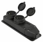 Розетка подвійна с захистною кришкою каучукова e.socket.rubber.029.2.16, з з/к, 16А, E.NEXT
