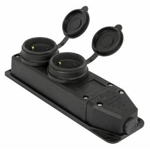Розетка подвійна с захистною кришкою каучукова e.socket.rubber.029.2.16, з з/к, 16А, E.NEXT