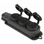 Розетка потрійна с захистною кришкою каучукова e.socket.rubber.029.3.16, з з/к, 16А, E.NEXT