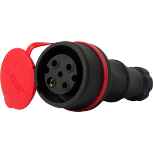 Силова розетка переносна с захистною кришкою каучукова e.socket.rubber.071.32, 4p, 32А, E.NEXT