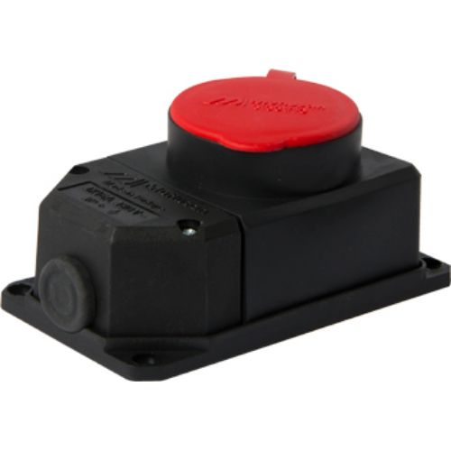 Силова розетка стаціонарна с захистною кришкою каучукова e.socket.rubber.062.16, 4p, 16А, E.NEXT