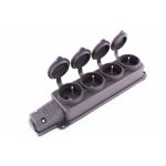 Розетка чотирьохмісна з захисною кришкою каучукова e.socket.rubber.029.4.16, з з/к, 16А, E.NEXT