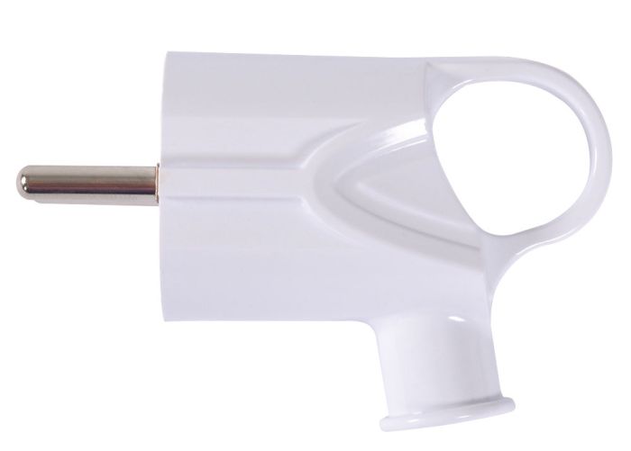 Вилка побутова e.plug.angle.005.16,з з/к, 16А, кутова, біла, з ручкою, E.NEXT
