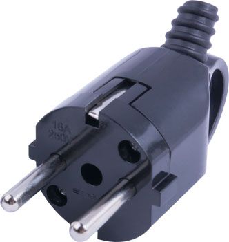 Вилка побутова e.plug.angle.006.16,з з/к, 16А, кутова, чорна, з ручкою, E.NEXT