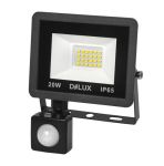 Світлодіодний прожектор FMI 11 S 20Вт IP65 датчик руху чорний, DeLux