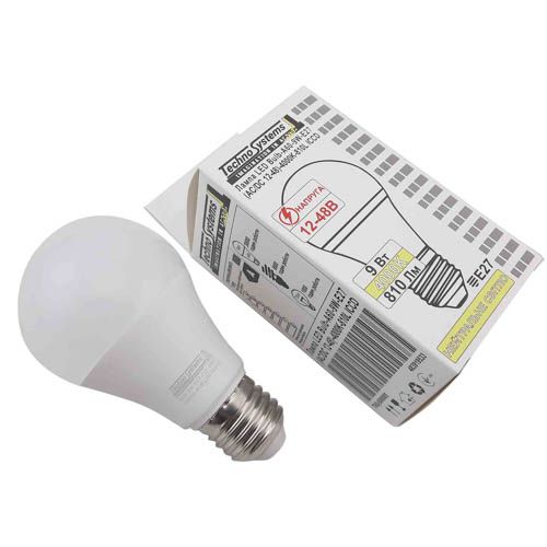 Лампа світлодіодна Bulb A60 (AC/DC 12-48V) 9Вт E27 4000K ICCD, Techno Systems
