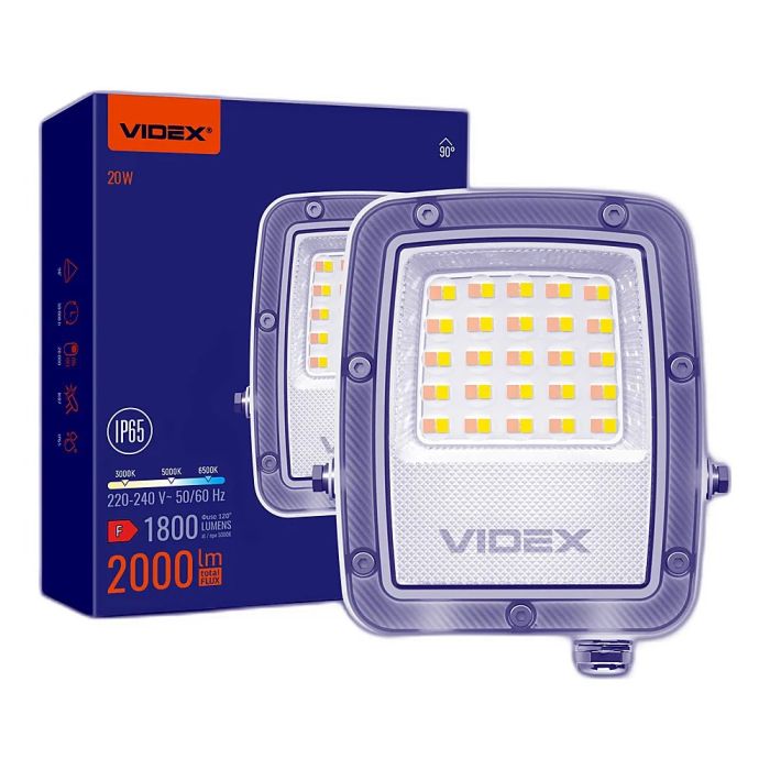 LED прожектор VIDEX F5 20W 3000-5000-6500K 230V White (VL-F5-020CW)