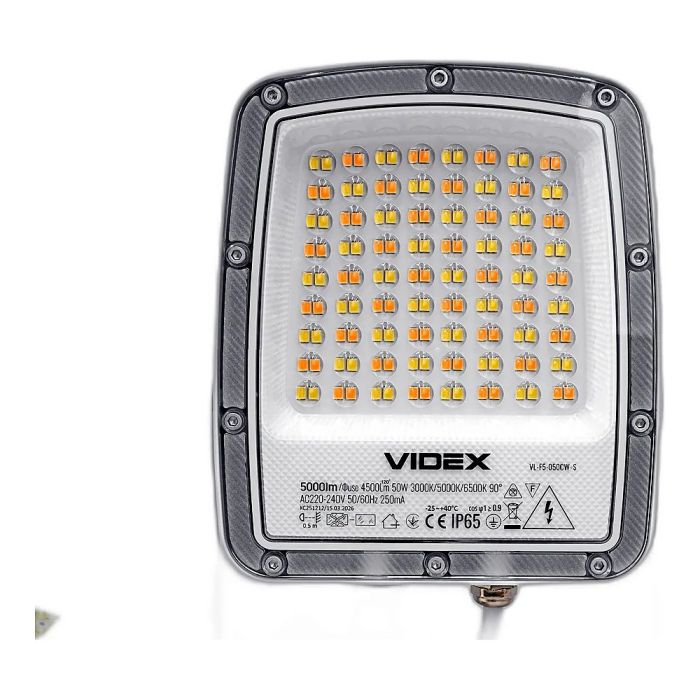 LED прожектор VIDEX F5 50W 3000-5000-6500K з датчиком руху 230V White (VL-F5-050CW-S)