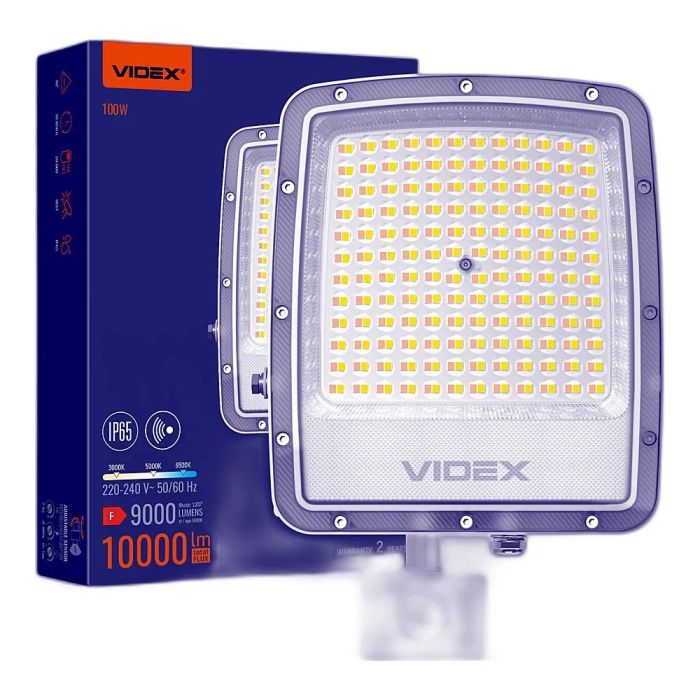 LED прожектор VIDEX F5 100W 3000-5000-6500K з датчиком руху 230V White (VL-F5-100CW-S)