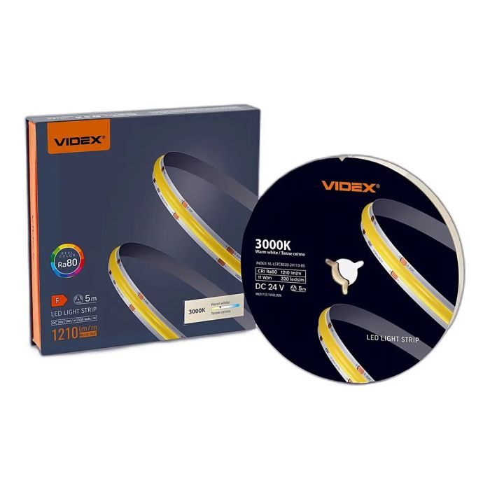 LED стрічка VIDEX COB DC24V 55W 5M 3000K Ra80 IP20 VL-LSTCB320-24113-B5)