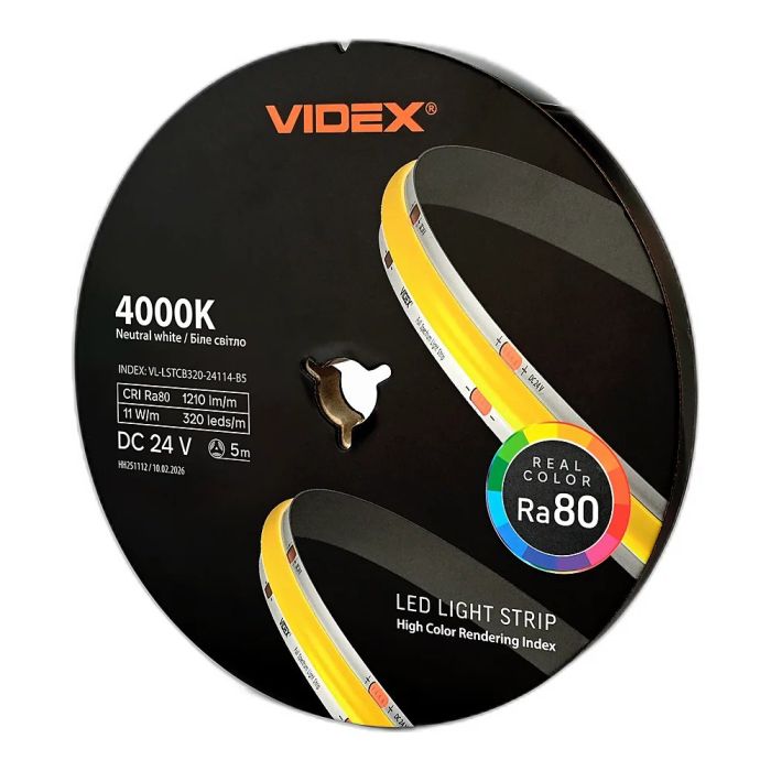 LED стрічка VIDEX COB DC24V 55W 5M 4000K Ra80 IP20 VL-LSTCB320-24114-B5)