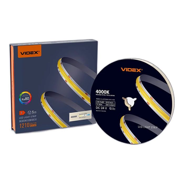 LED стрічка VIDEX COB DC24V 55W 5M 4000K Ra80 IP20 VL-LSTCB320-24114-B5)