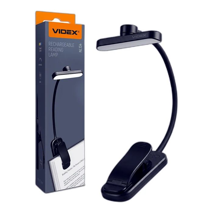 LED Світильник акумуляторний для читання VIDEX VL-NL134B Black