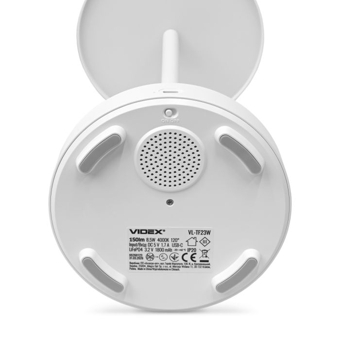 Лампа настiльна свiтлодiодна з акумулятором VL-TF23W 8.5W 4000K+RGB White, Videx