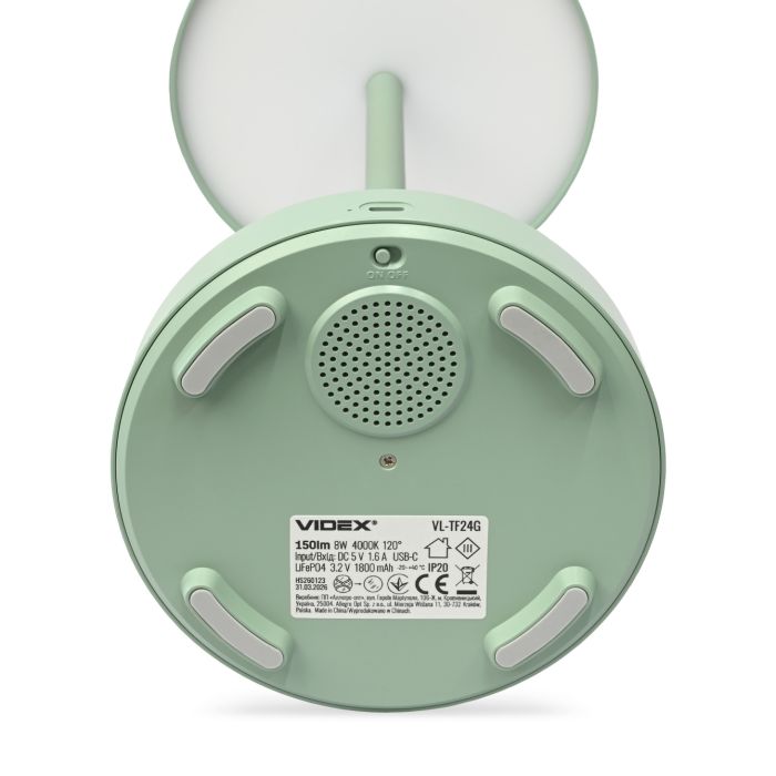 Лампа настiльна свiтлодiодна з акумулятором VL-TF24G 8W 4000K+RGB Green, Videx