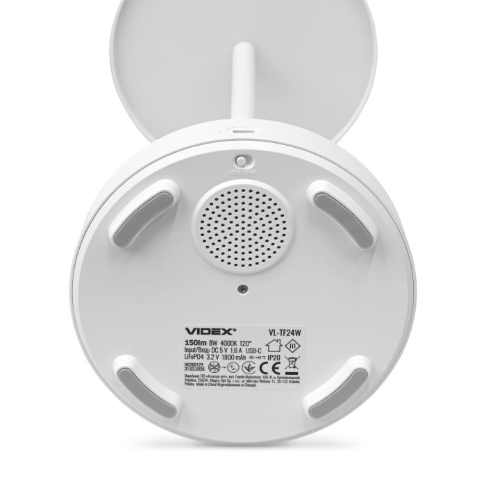 Лампа настiльна свiтлодiодна з акумулятором VL-TF24W 8W 4000K+RGB White, Videx