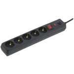 Мережевий фільтр СФ-05К з вимикачем 16А, 5 місць, шнур 3 метри 3х1мм2 чорний