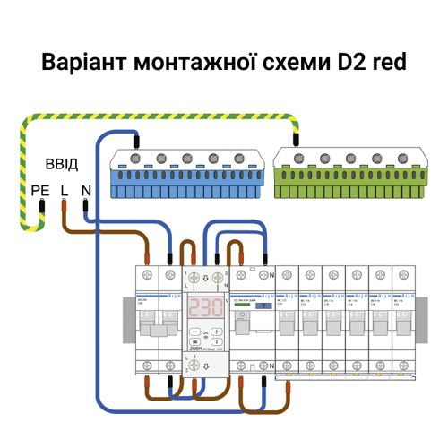 Реле напруги D2-40 red компактний однофазний захист 40А, ZUBR