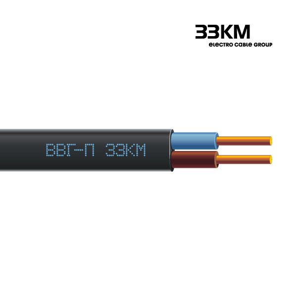 Кабель силовий ВВГ-П 2x4 плаский чорний, ЗЗКМ