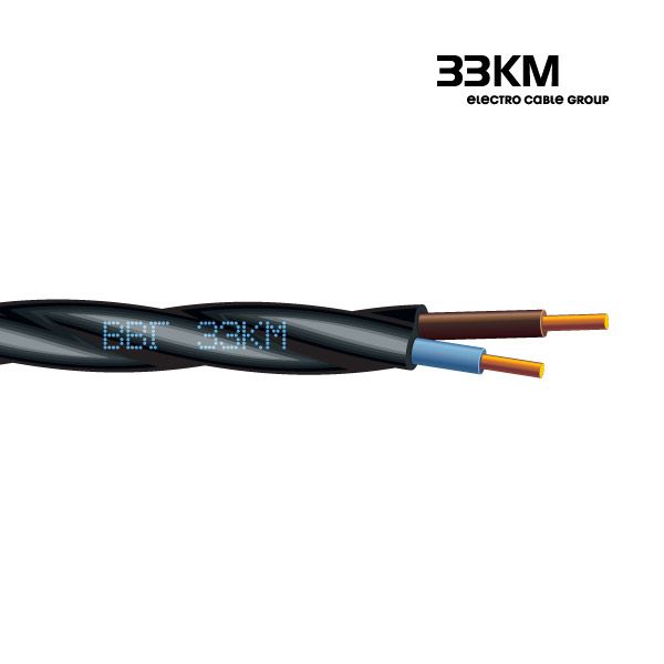 Кабель силовий ВВГ 2x6 круглий чорний, ЗЗКМ